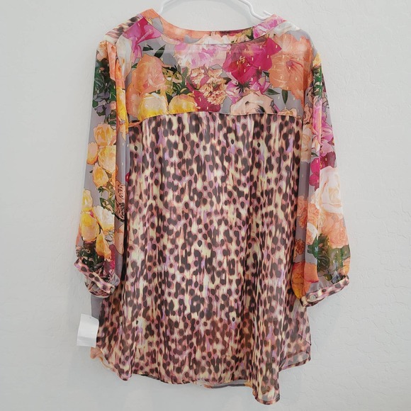 NWT Figueroa & Flower Floral & Animal Print 3/4 Sleeve Blouse Women's Size 2X - Picture 12 of 12